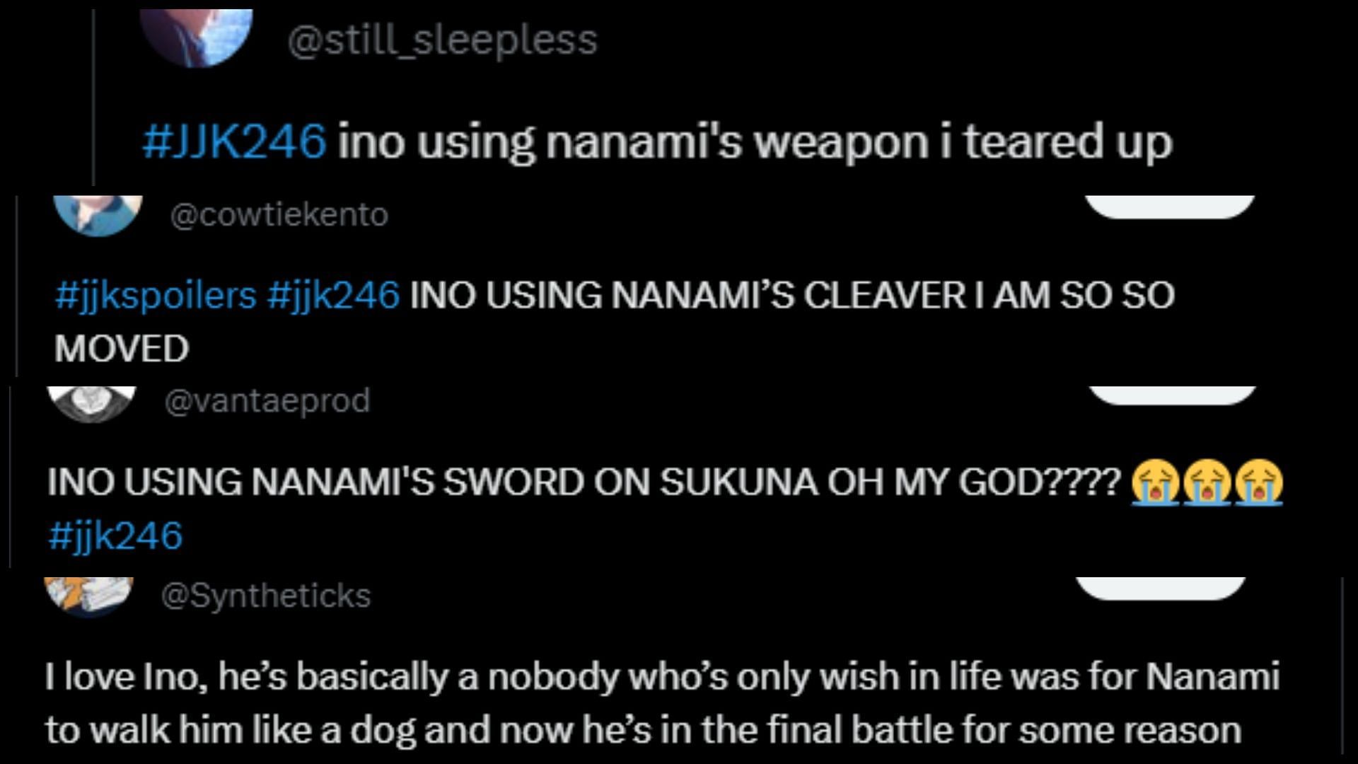 Jujutsu Kaisen fans react to Ino honoring Nanami in chapter 246 (Image via Sportskeeda)