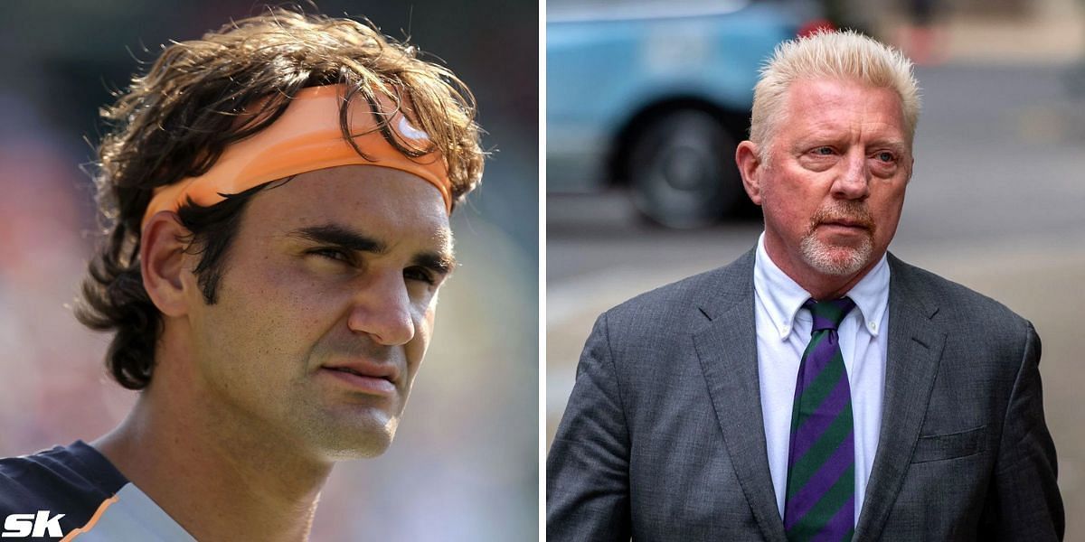 Roger Federer (L) and Boris Becker (R)
