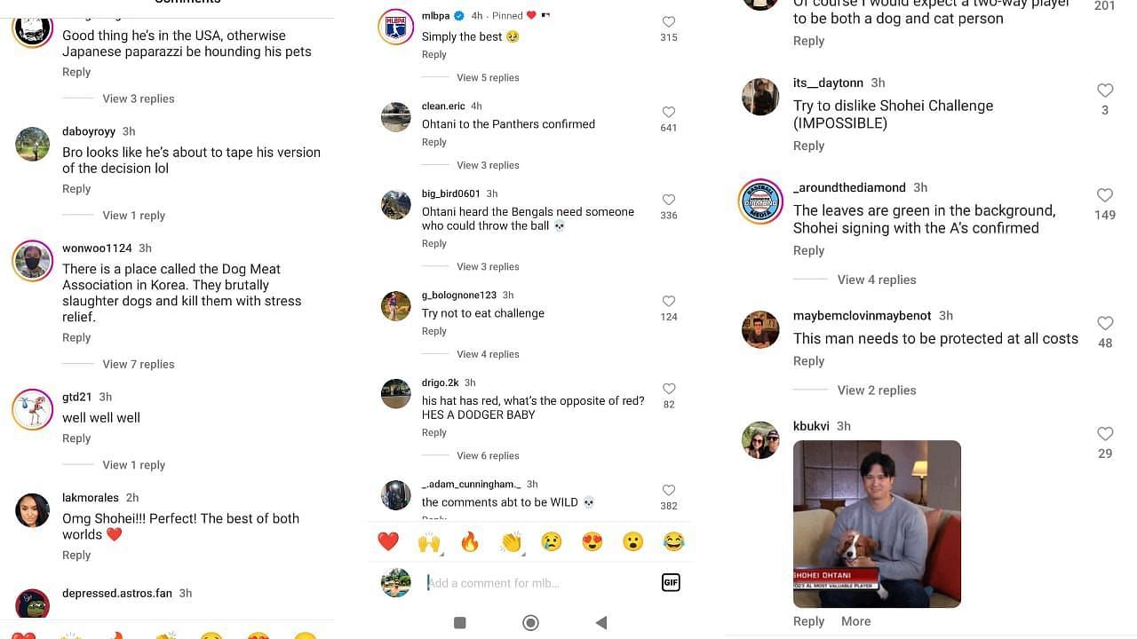 Screenshot of fan reactions