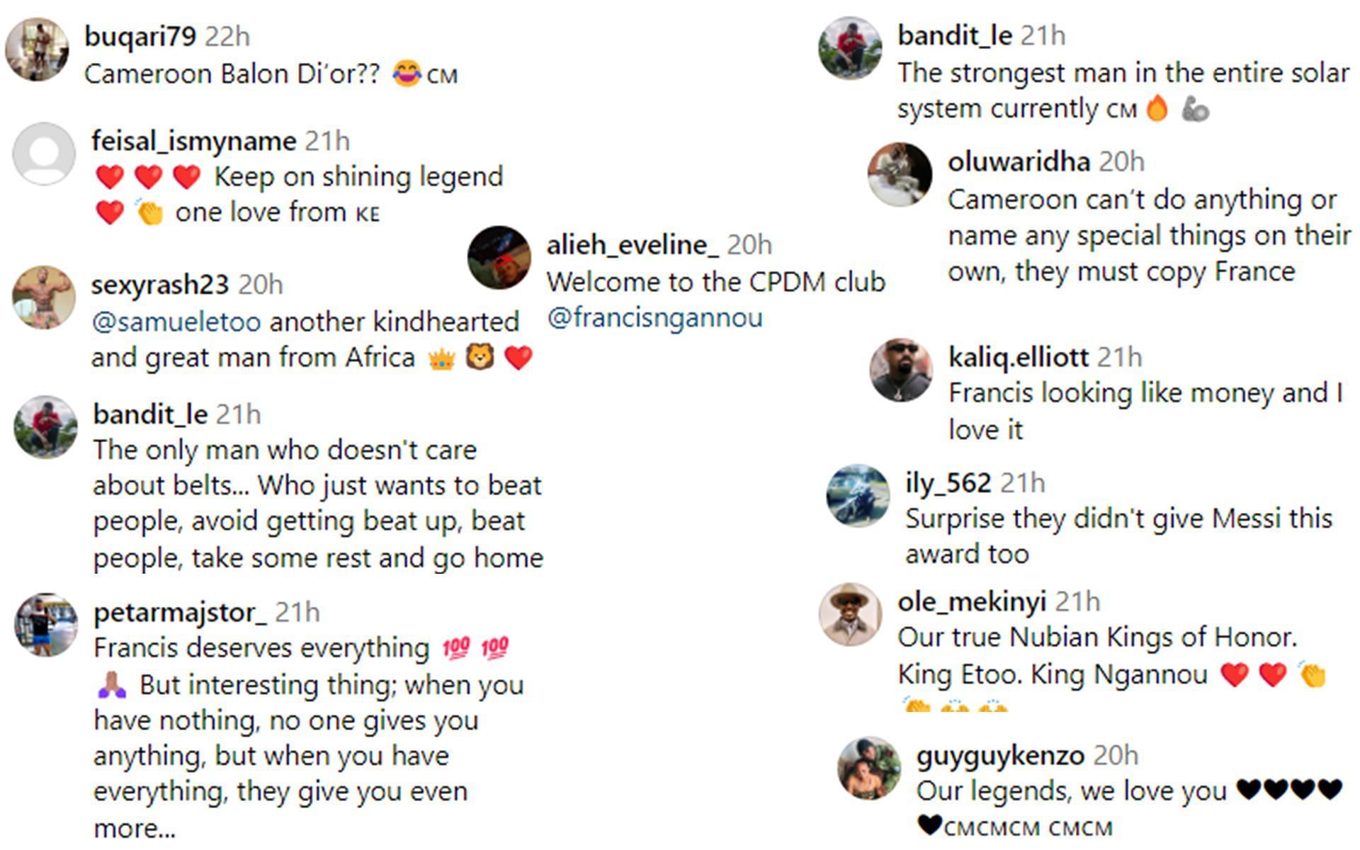 Fan reactions to Ngannou&#039;s post