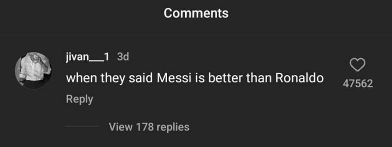 Comment on Ronaldo&#039;s Instagram post