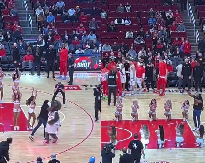 WATCH: Former WWE champ Booker T clanks free throw after knocking out Rockets' mascot