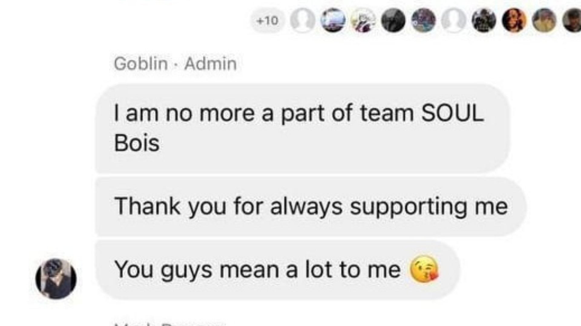 Goblin is no longer a member of Team Soul (Screenshot vis Goblin&rsquo;s Instagram channel)