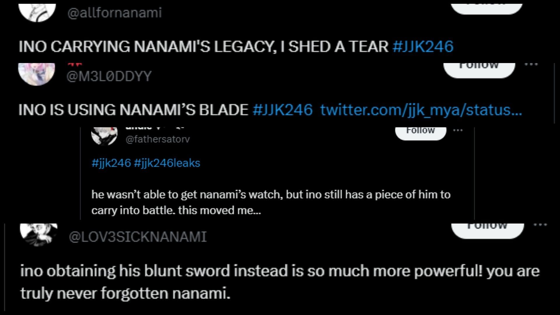 Jujutsu Kaisen fans react to Ino honoring Nanami in chapter 246 (Image via Sportskeeda)
