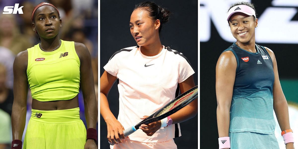 Coco Gauff (L), Qinwen Zheng, Naomi Osaka (R)