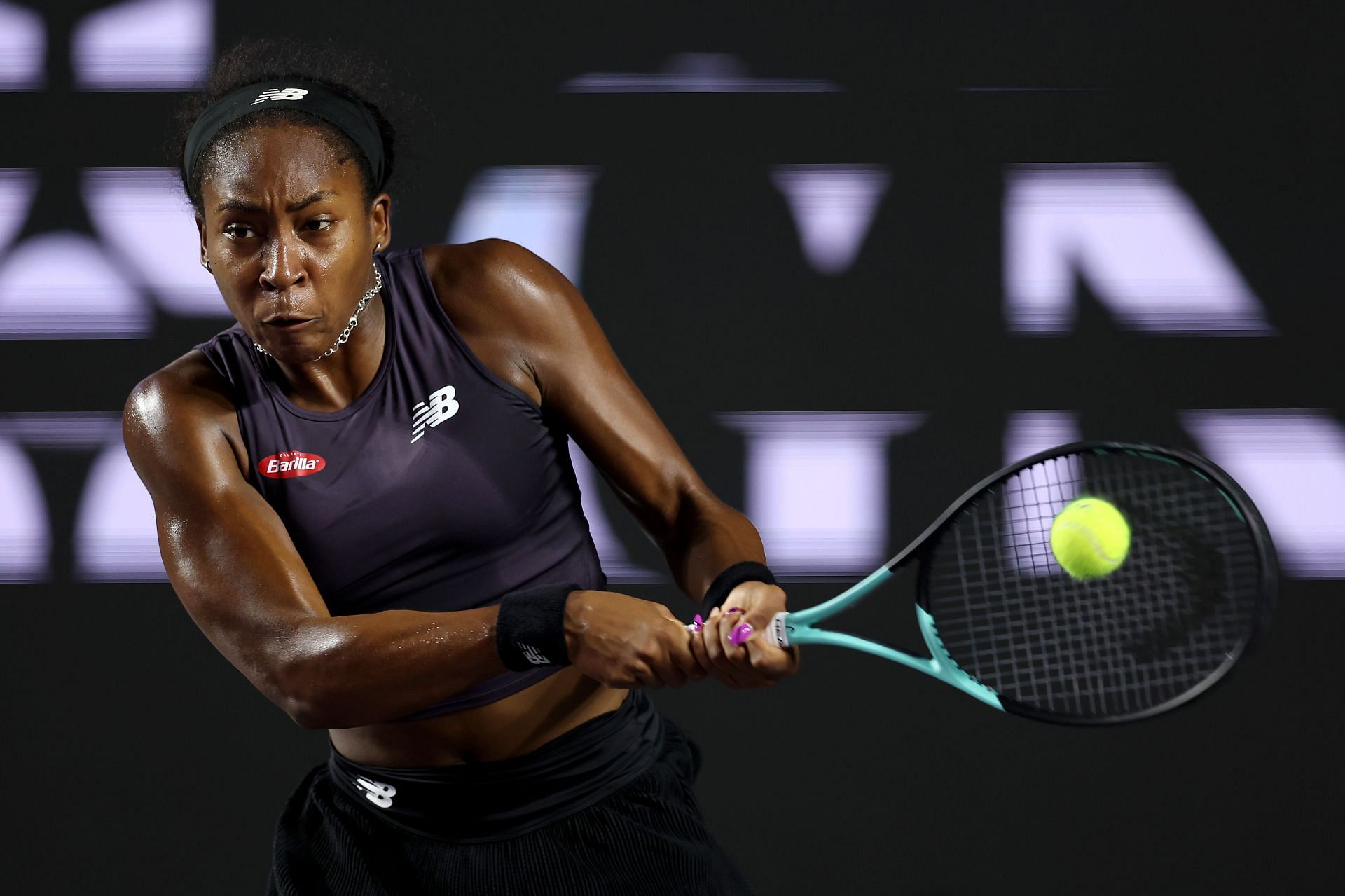 Coco Gauff in action at the 2023 WTA Finals
