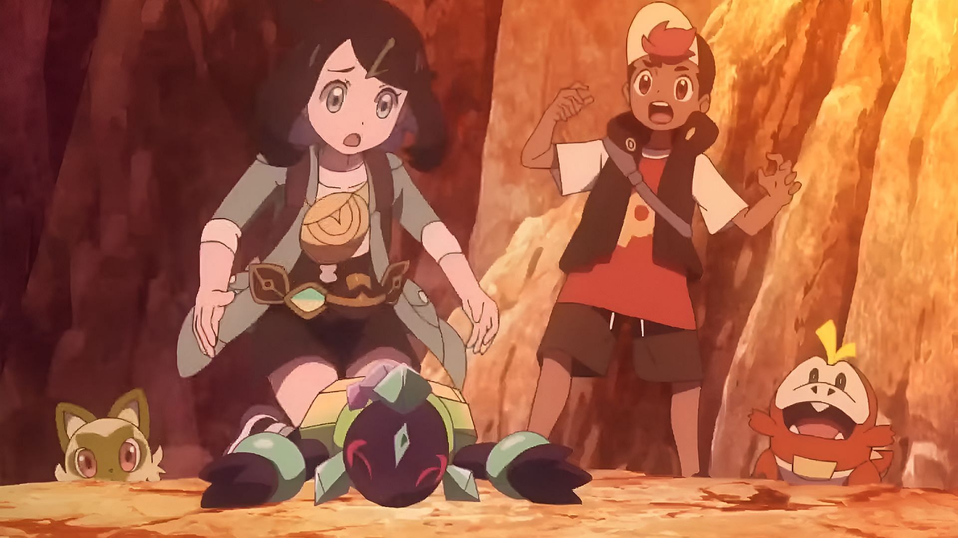 Terapagos passes out from exhaustion in Pokemon Horizons Episode 33 (Image via The Pokemon Company)
