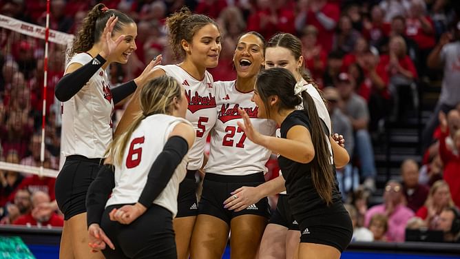 WATCH: Joy unconfined for Nebraska Cornhuskers as players celebrate victory over Pittsburgh Panthers to reach National Championship