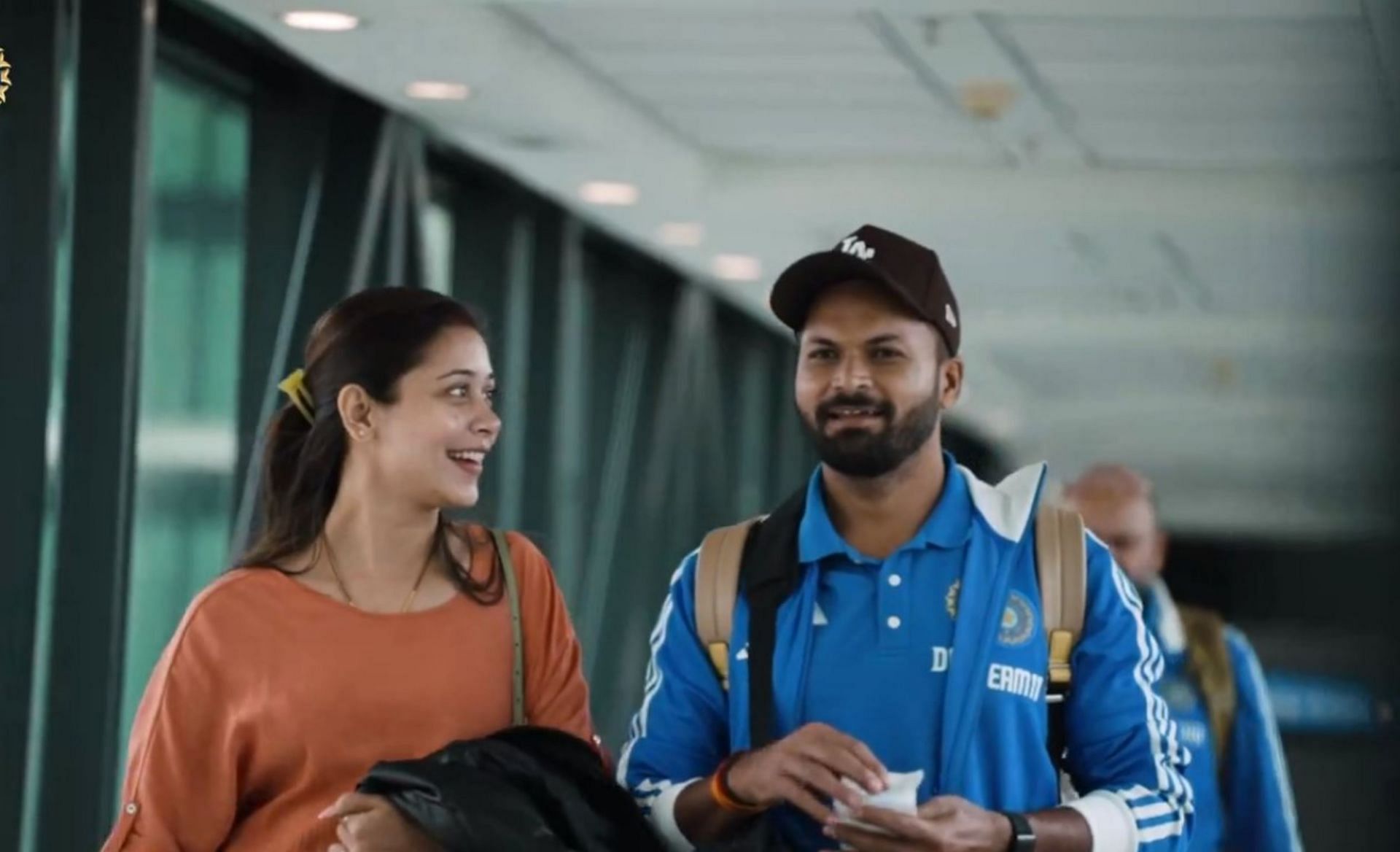 Indian pacer Mukesh Kumar with his wife in Gqeberha. 