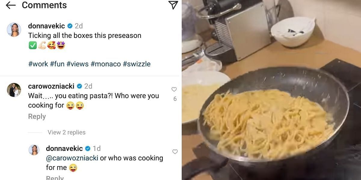 Caroline Wozniacki teases Donna Vekic; Vekic hints someone made pasta for her