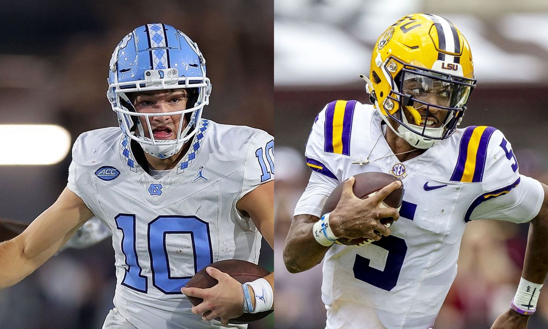 QB Drake Maye (left), QB Jayden Daniels (right)