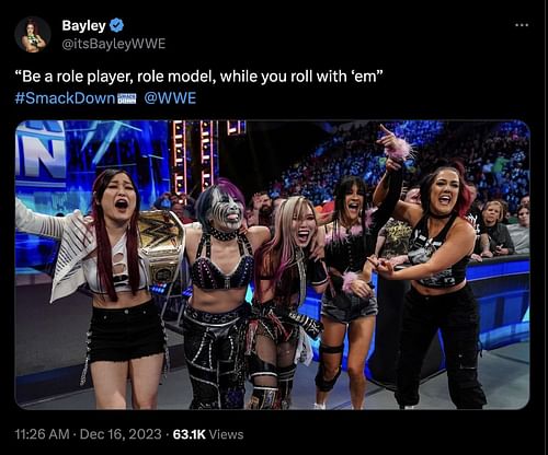 Former SmackDown Women's Champion's message on Twitter.