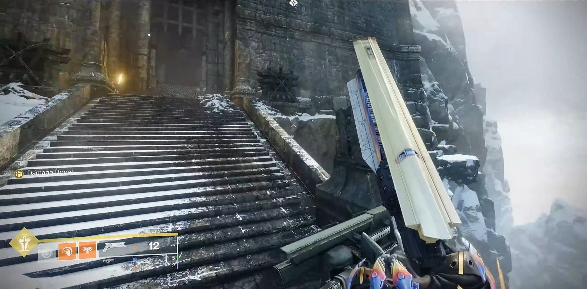 Mountain edge right of the room with chests (Image via Bungie)