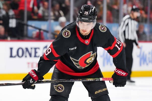 Drake Batherson of the Ottawa Senators skates against the Pittsburgh Penguins at Canadian Tire Centre on December 23, 2023 in Ottawa, Ontario, Canada.