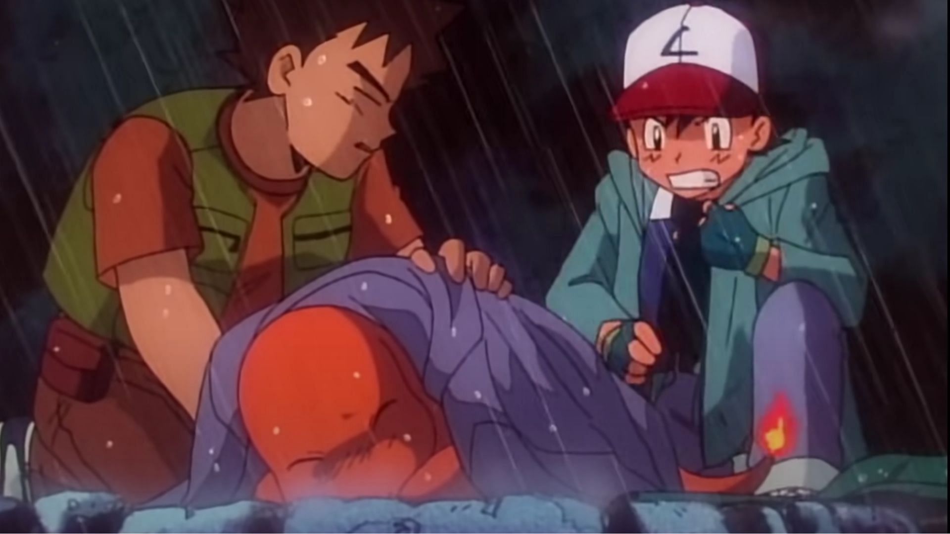 Brock, Charmander, and Ash (Image via TPC)