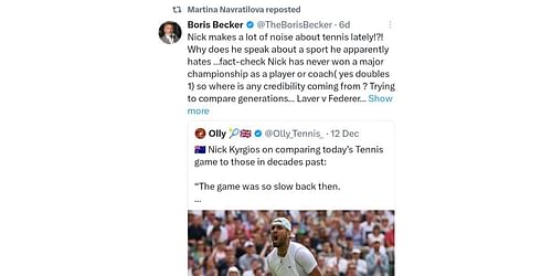 Martina Navratilova reposted Becker's comments