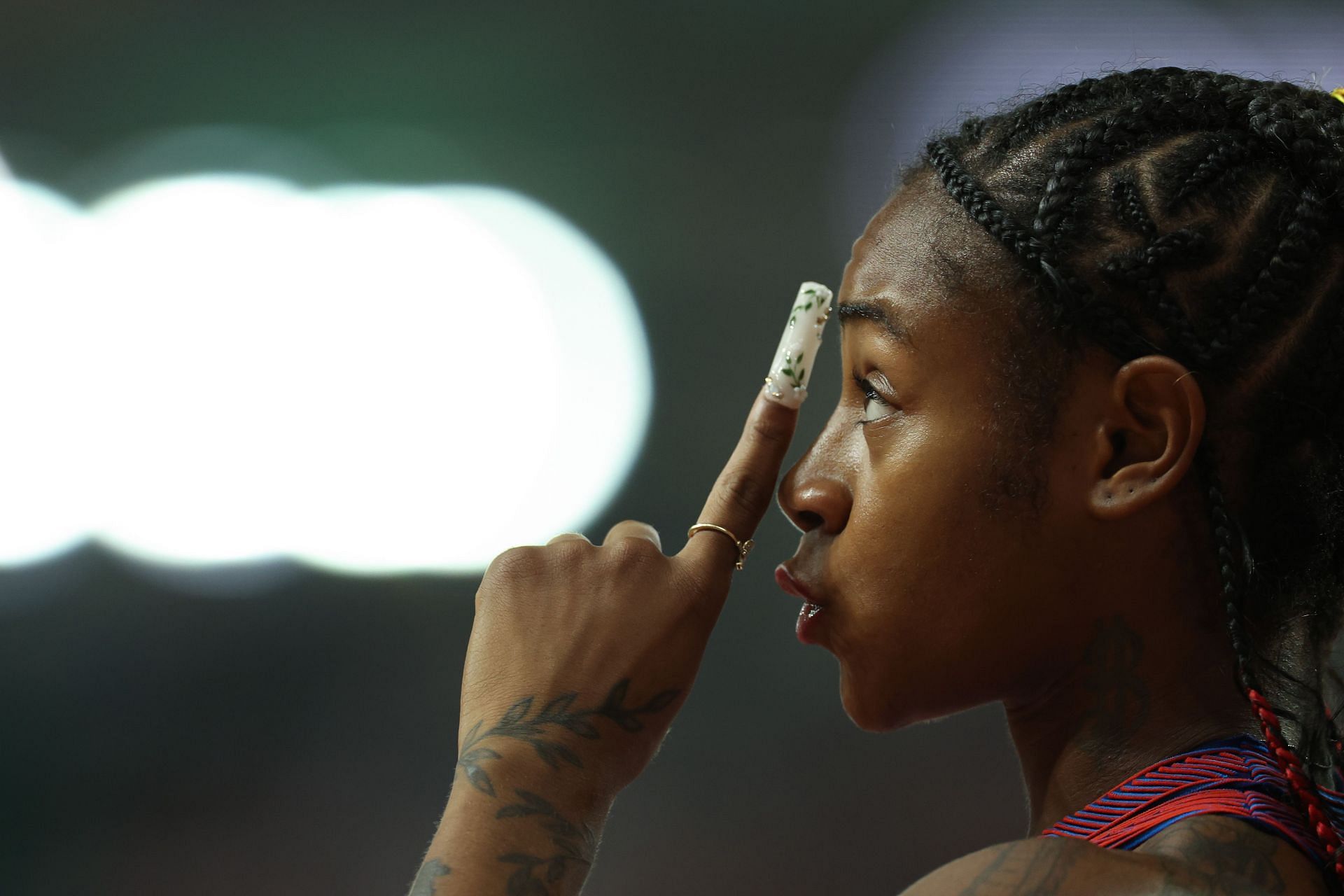 Sha&#039;Carri Richardson of Team United States looks on ahead of the Women&#039;s 200m Semi-Final the World Athletics Championships 2023 in Budapest, Hungary.