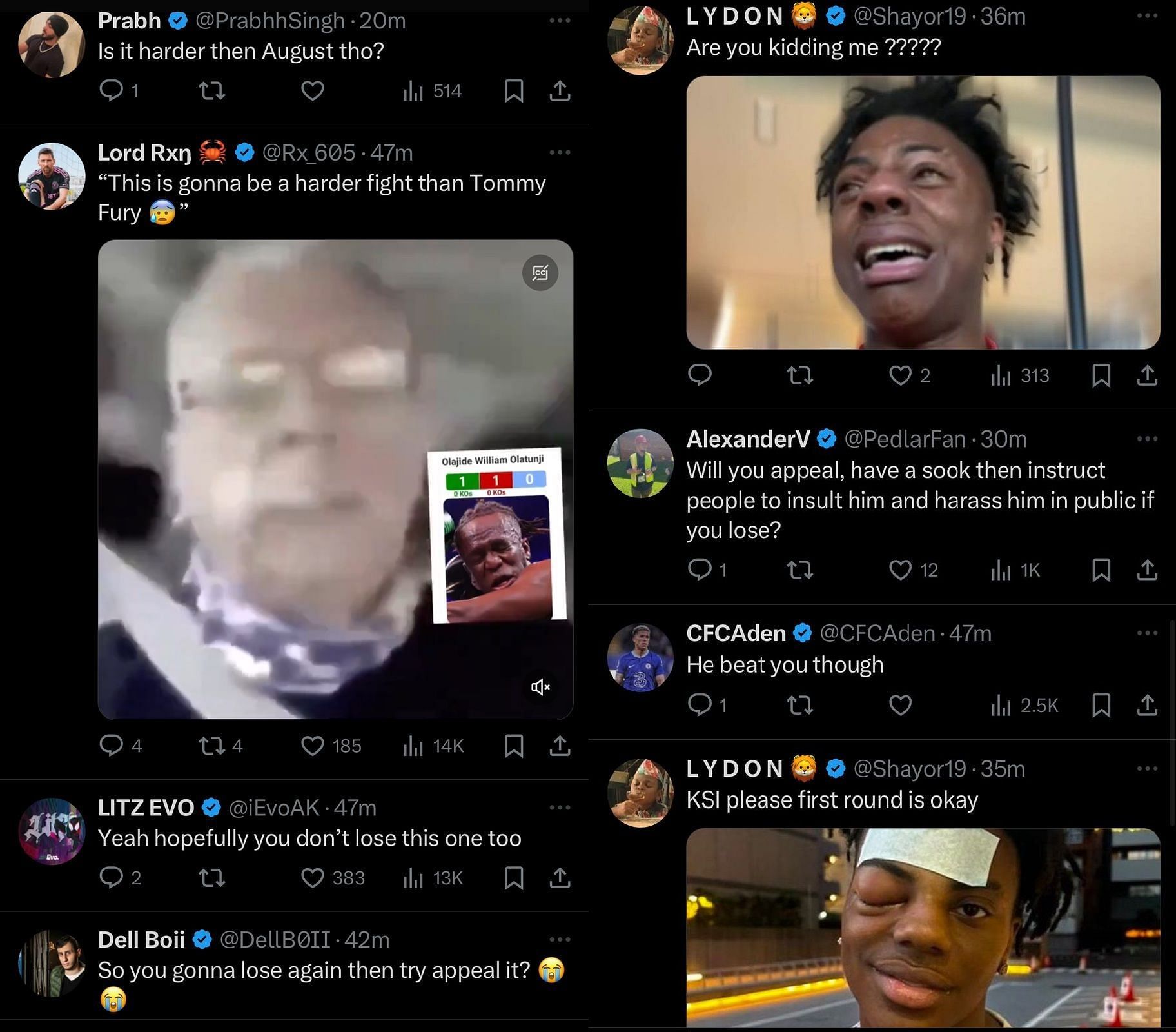 Fans react to JJ&#039;s latest post. (Image via X/@KSI)