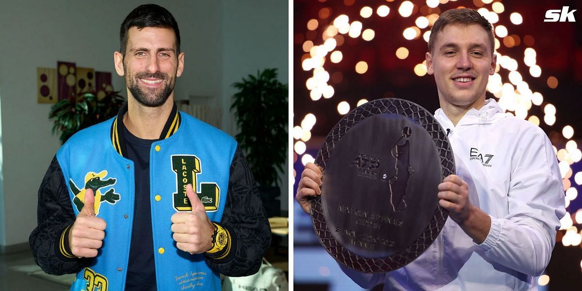 Novak Djokovic congratulates Hamad Medjedovic on winning Next Gen ATP Finals