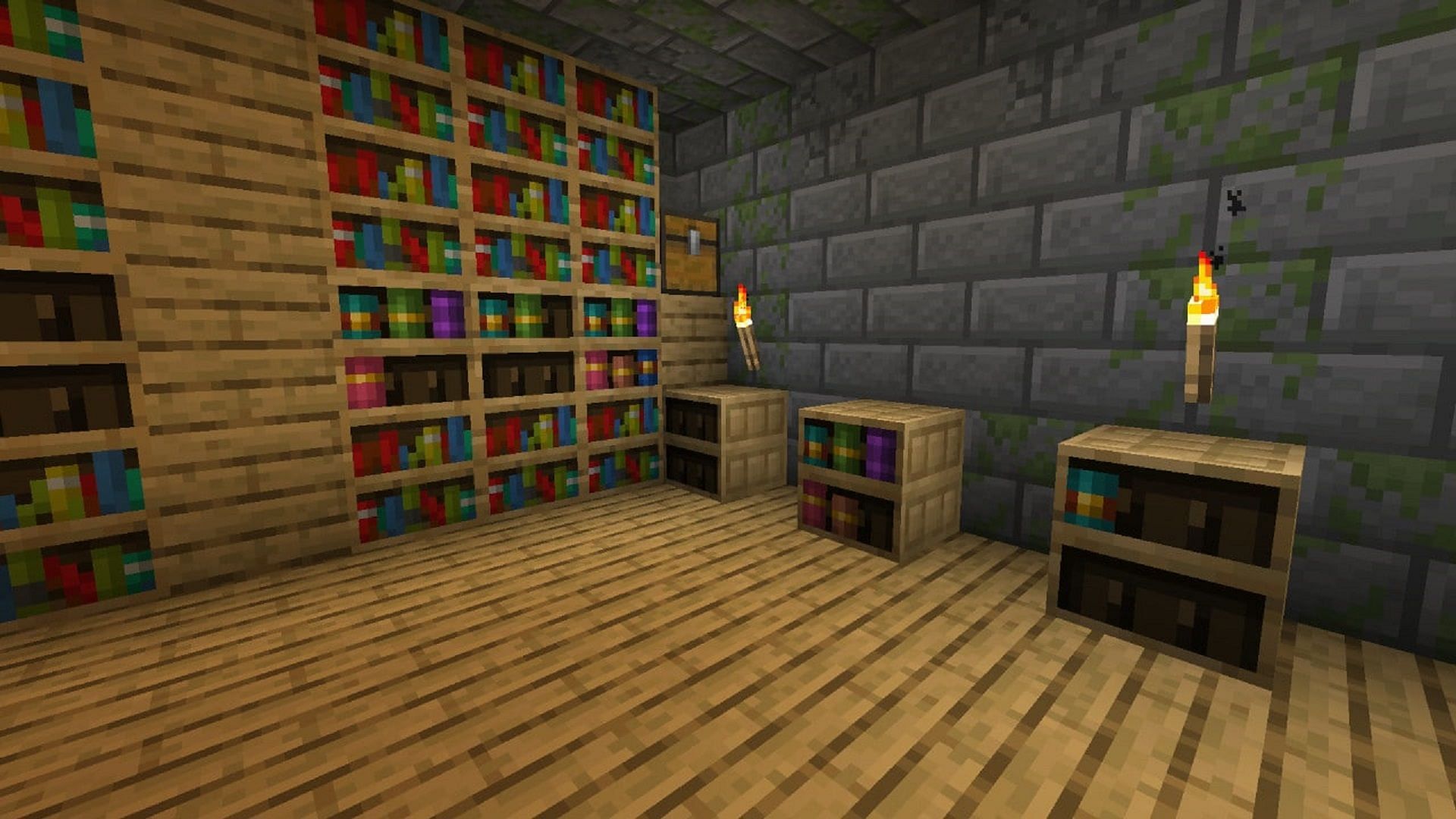 A chiseled bookshelf as it appears in Minecraft 1.20.