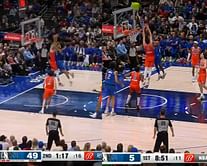 WATCH: Chet Holmgren falls victim to two-handed jam from Dereck Lively II minutes after producing a two-handed block