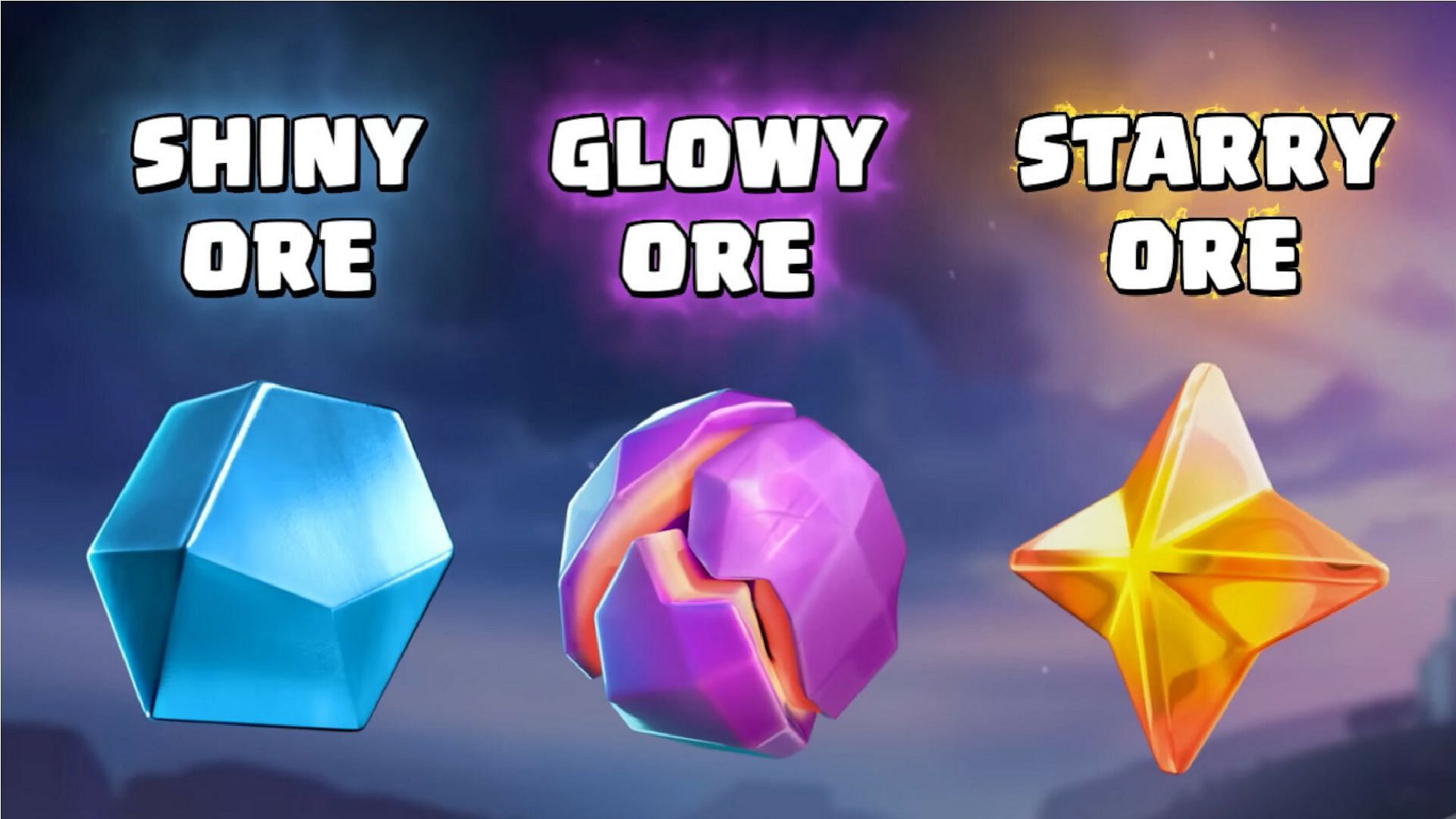 Types of ores in the game (Image via Supercell)