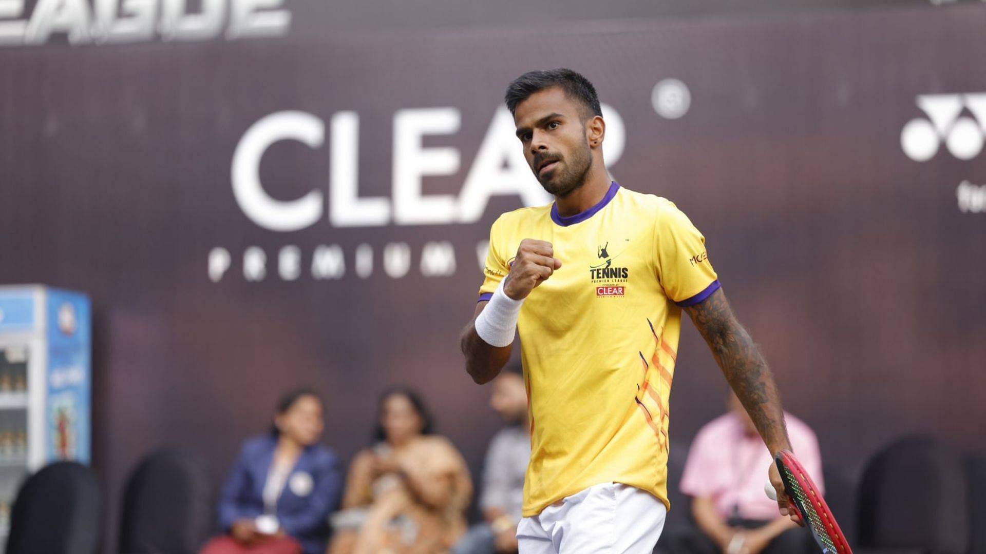 Sumit Nagal in action at the Tennis Premier League 2023 (Image via TPL)