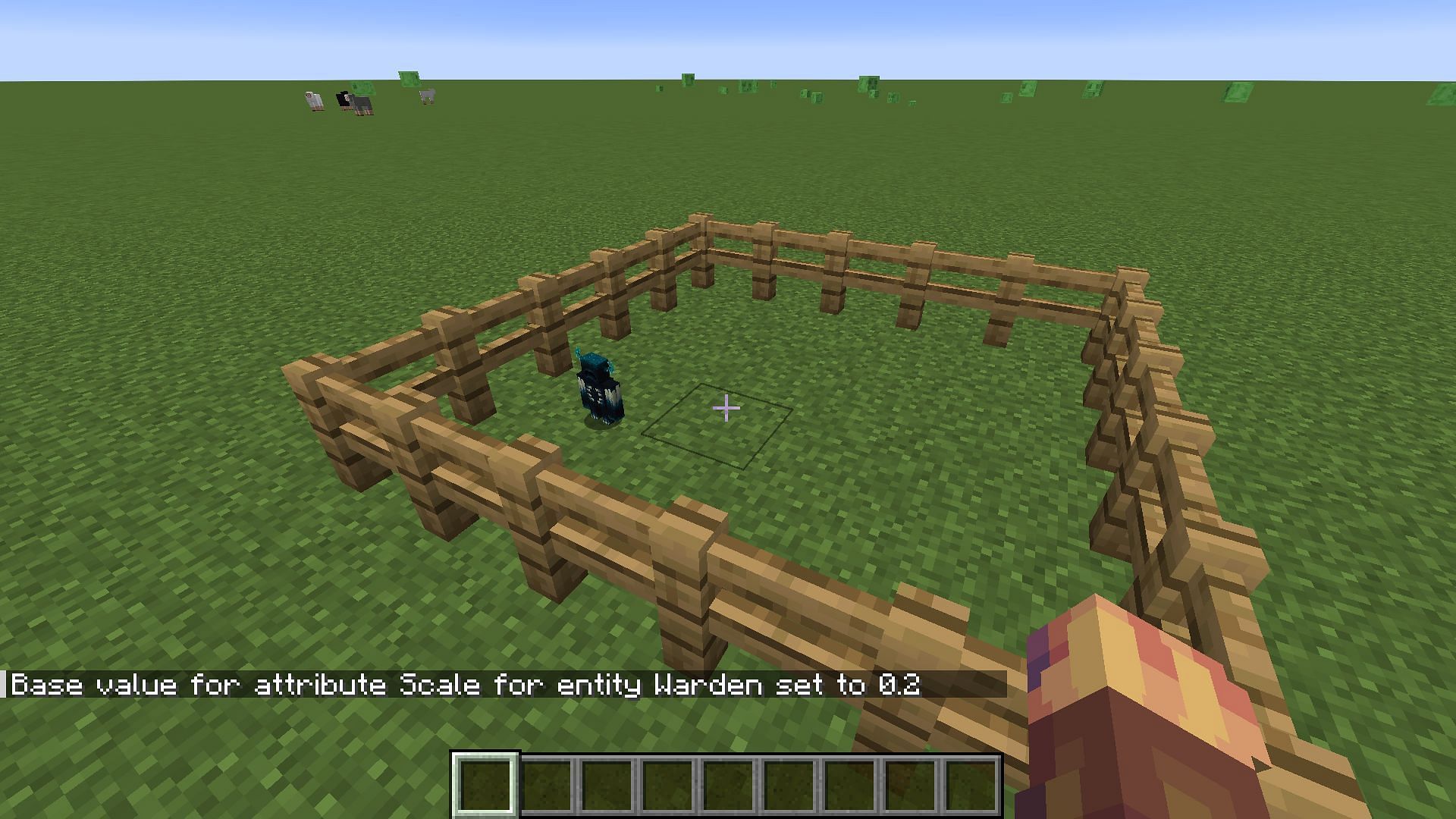 The attribute command is used to make a small Warden in Minecraft (Image via Mojang)