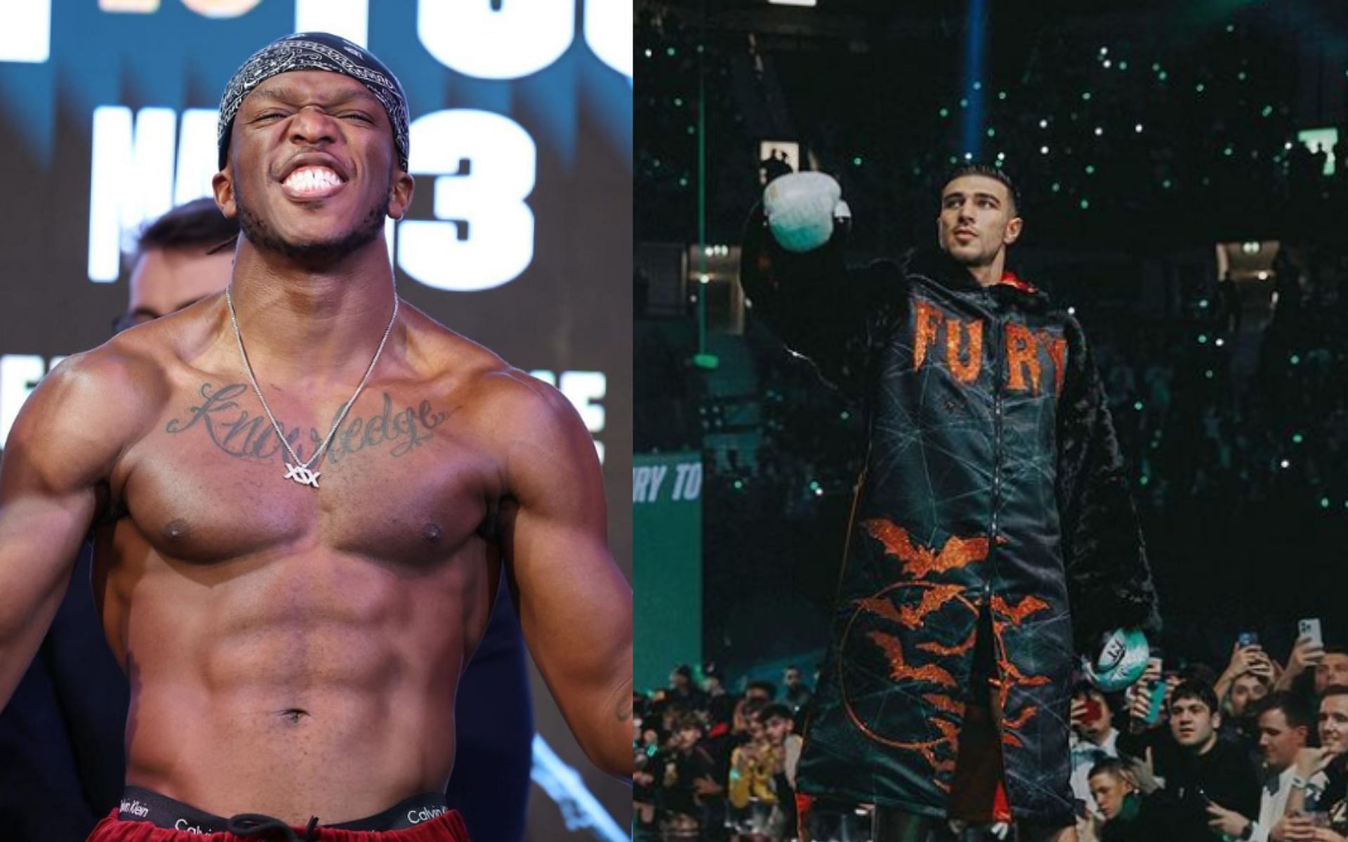 KSI (Left) talks &lsquo;harassing Tommy Fury