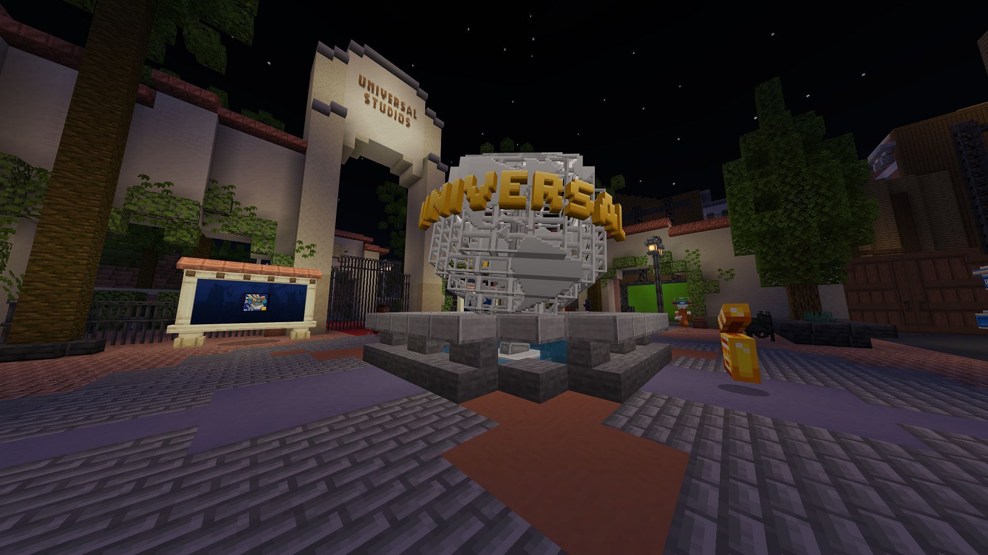 A studio tour for Universal Studios Hollywood is currently available in Minecraft Bedrock (Image via Mojang)