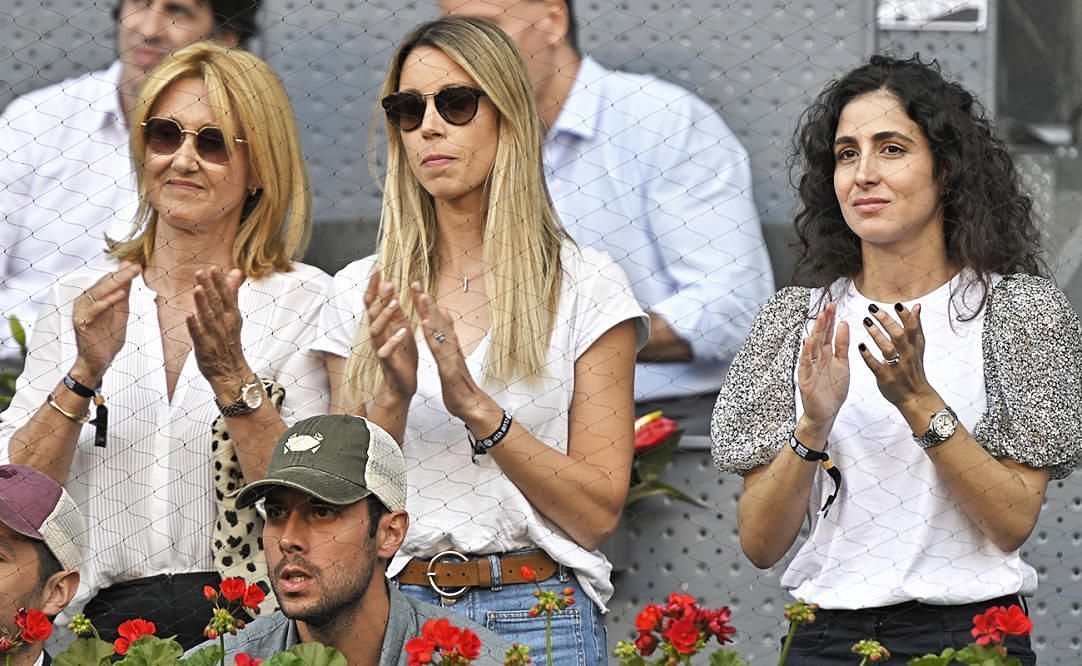 Rafael Nadal&#039;s mother Ana Maria, sister Maribel and wife Xisca pictured at Caja Magica, Madrid