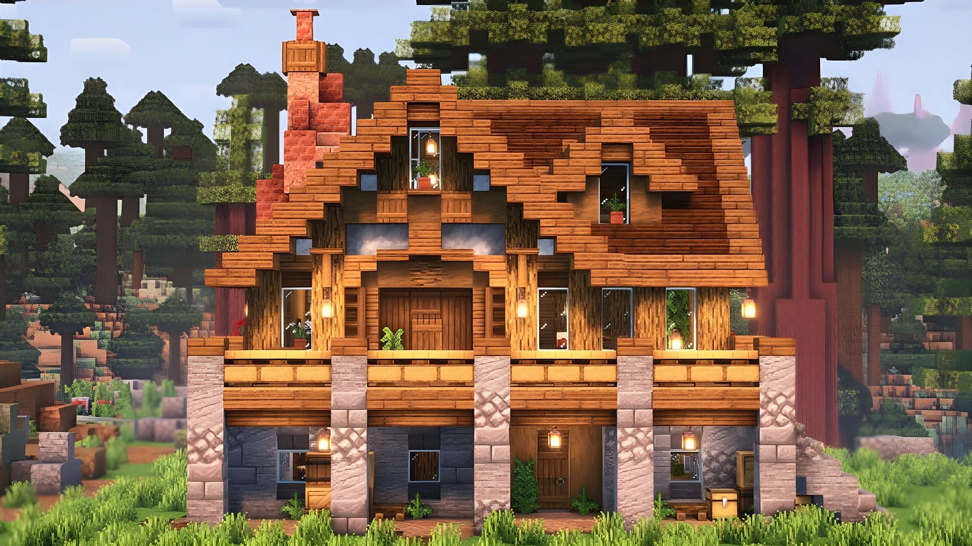 Survival house builds need to include a lot of different features to make it efficient for your survival world (Image via Youtube/KoalaBuilds)