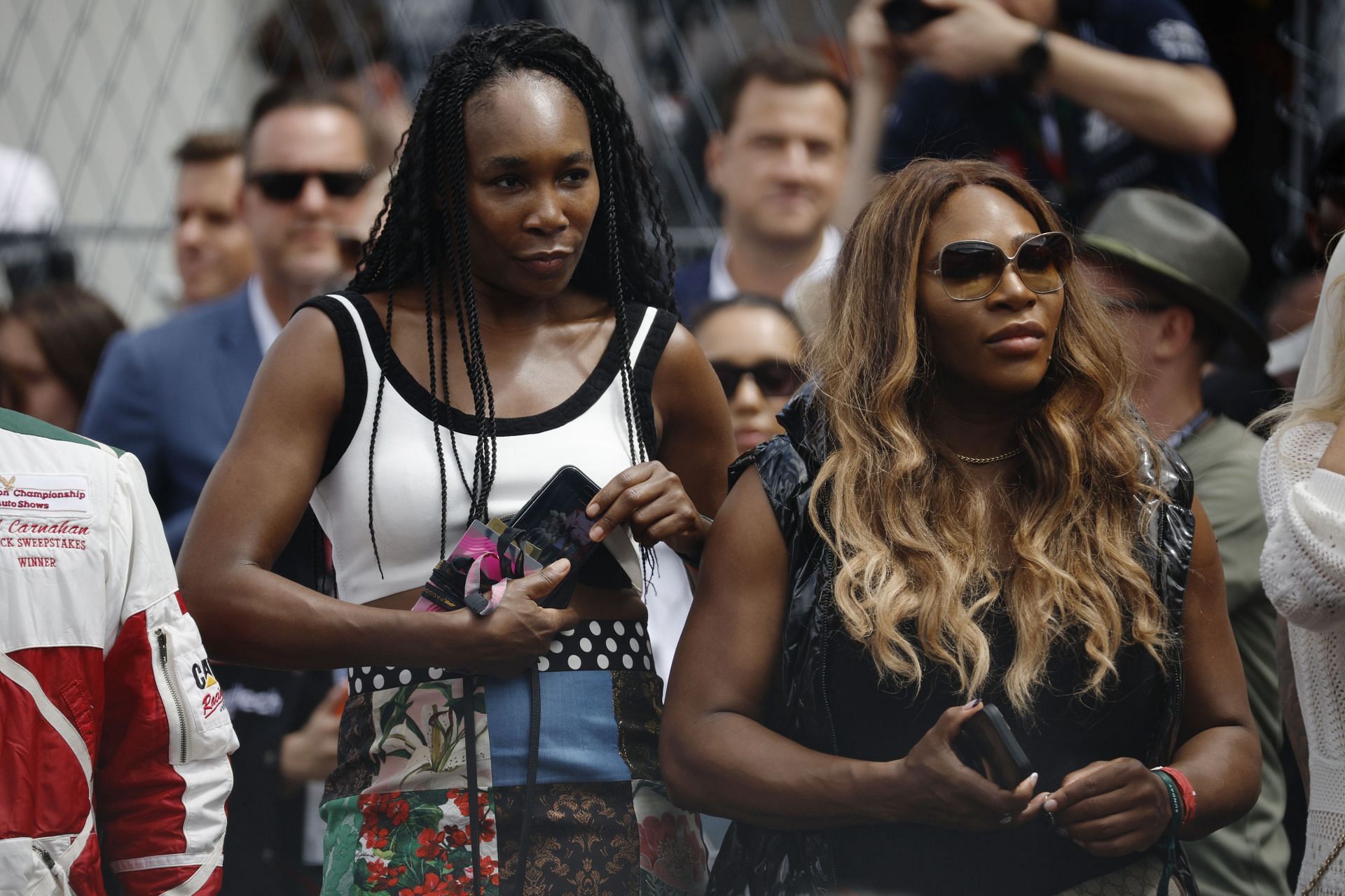 Venus and Serena Williams pictured at the Miami Grand Prix