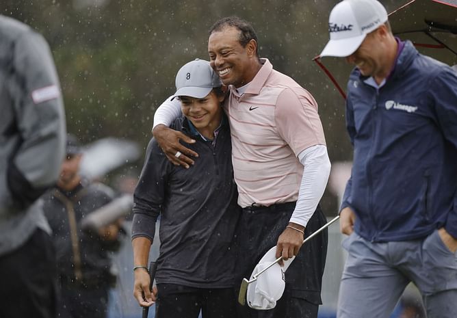 Where did Tiger Woods and his son, Charlie, finish at the PNC Championship Day 1?