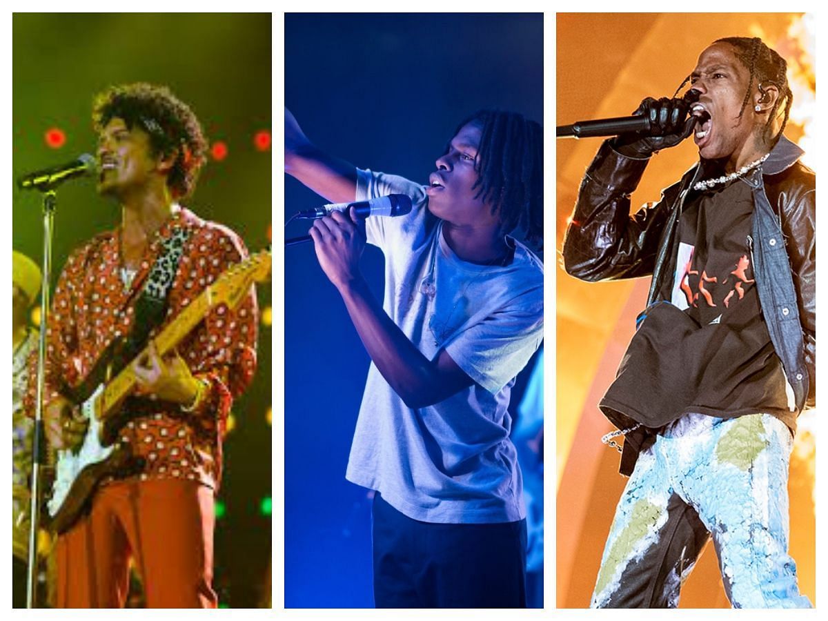 Bruno Mars, Daniel Caesar, and Travis Scott have live events this Christmas week (image via Sportskeeda)