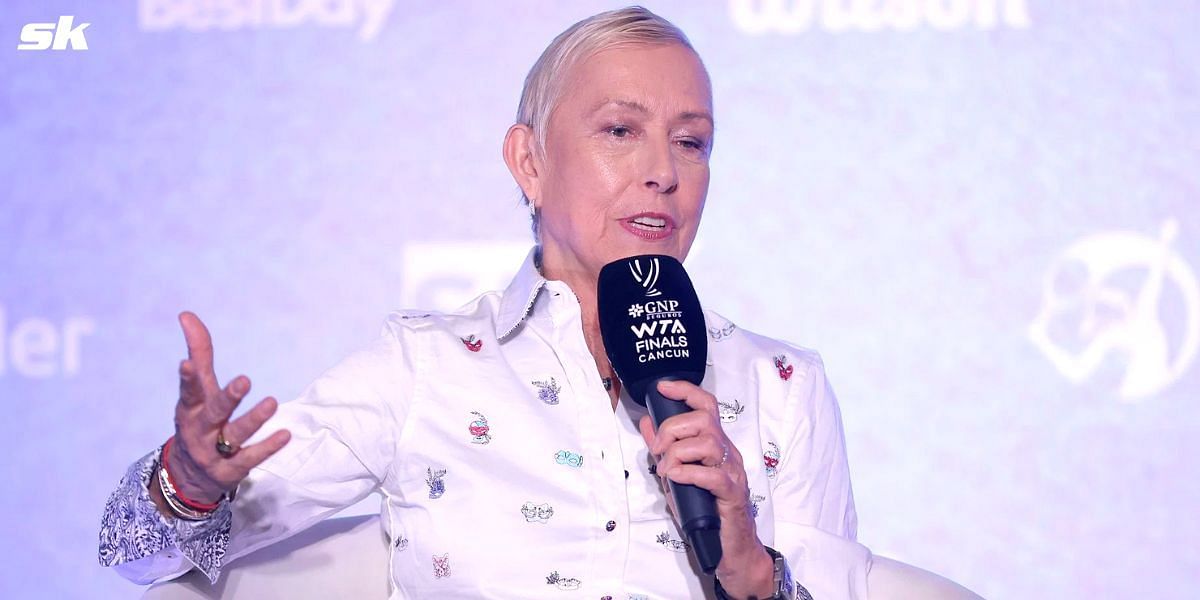 Martina Navratilova speaks during an event