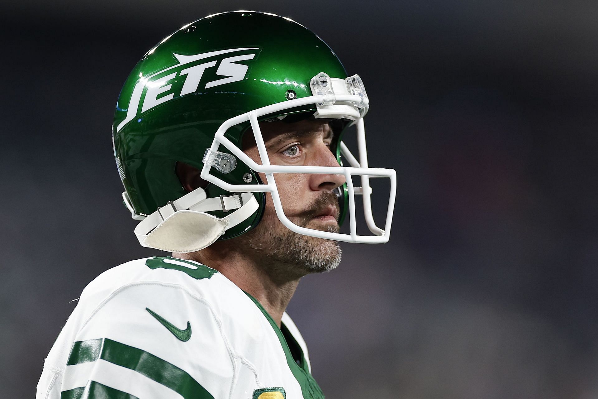 Jets&#039; Aaron Rodgers during his debut for the franchise