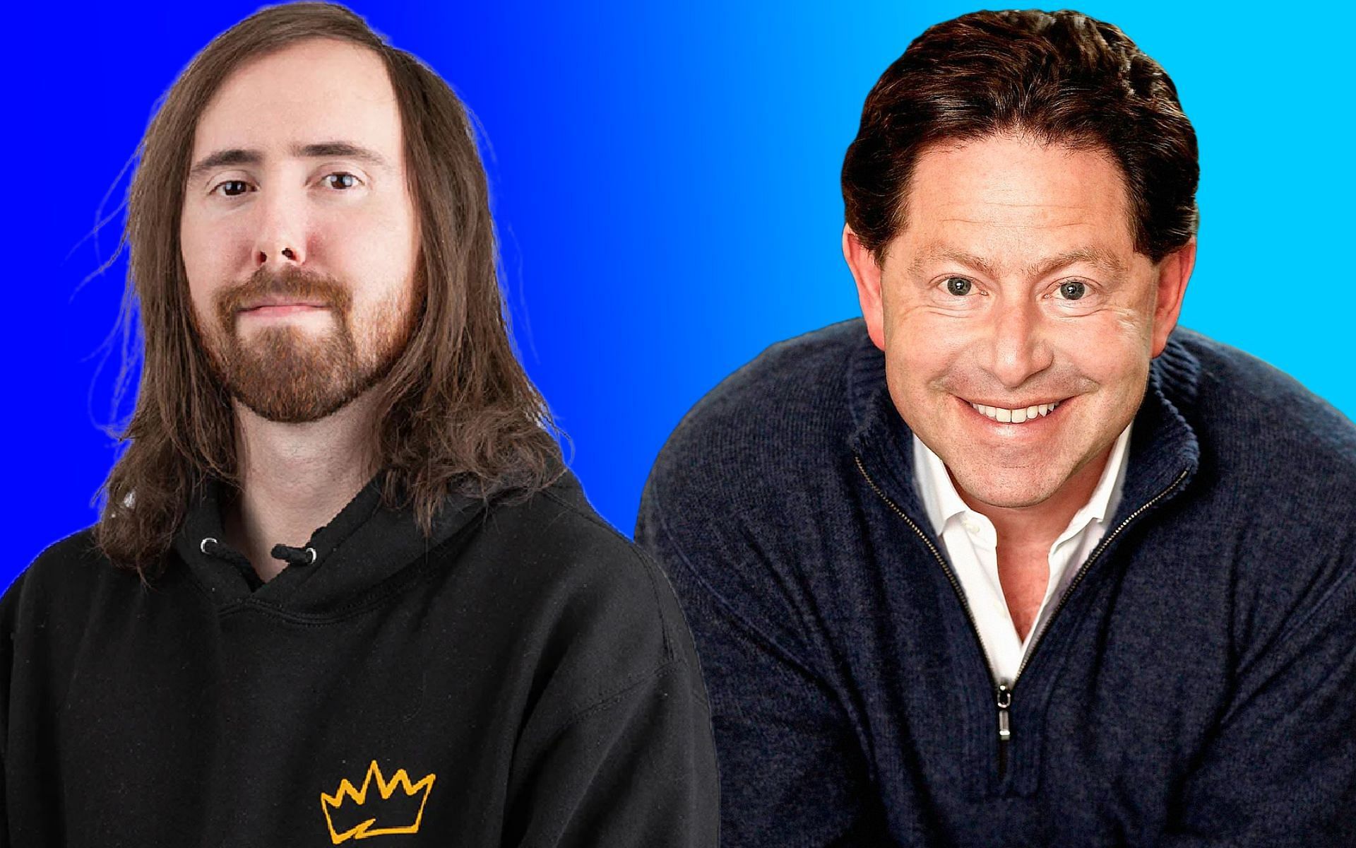 Asmongold gives his take on Blizzard employees lambasting Bobby Kotick following his exit (Image via OTK, Wikipedia, and Sportskeeda)