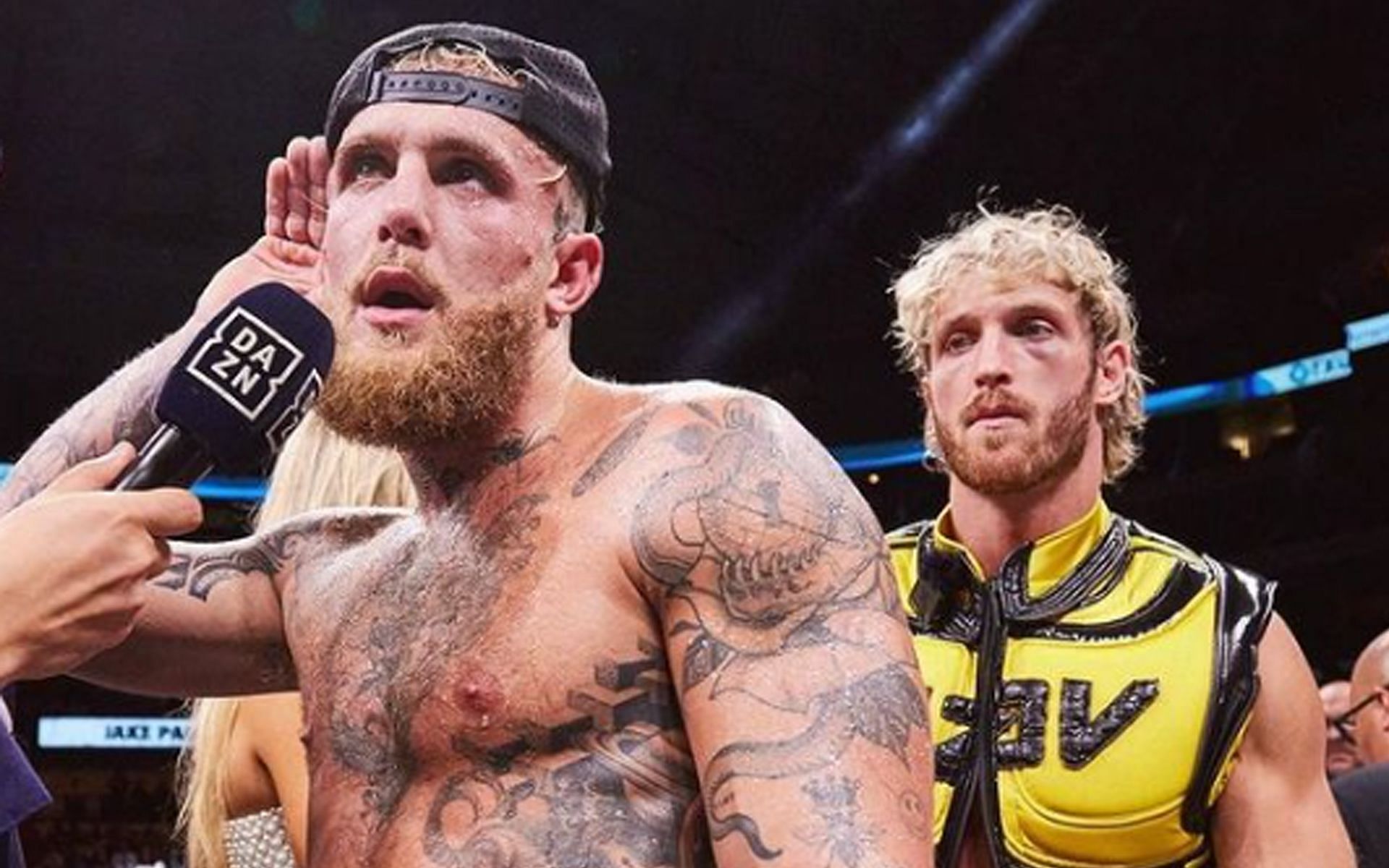 Jake Paul (left) and Logan Paul (right) after the Nate Diaz fight (Image via @jakepaul Instagram)