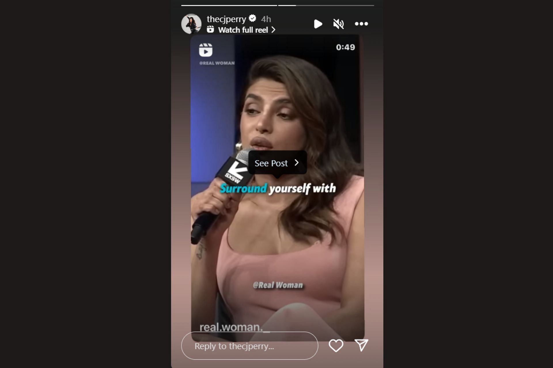 CJ Perry shared Priyanka Chopra&#039;s inspirational message.