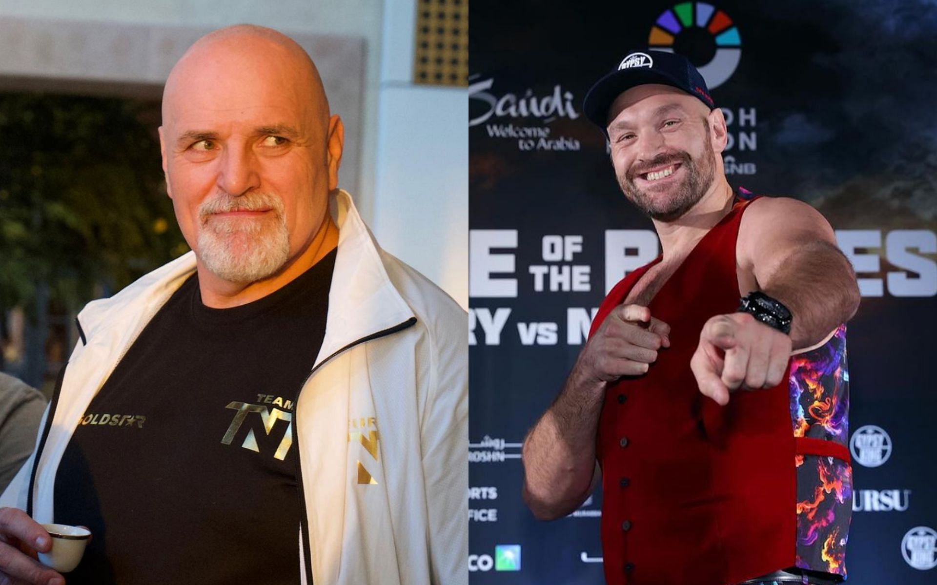 John Fury (left) spoke on his worries with Tyson Fury (right) ahead of his unification bout with Oleksandr Usyk [Photo Courtesy @gypsyjohnfury and @tysonfury on Instagram]