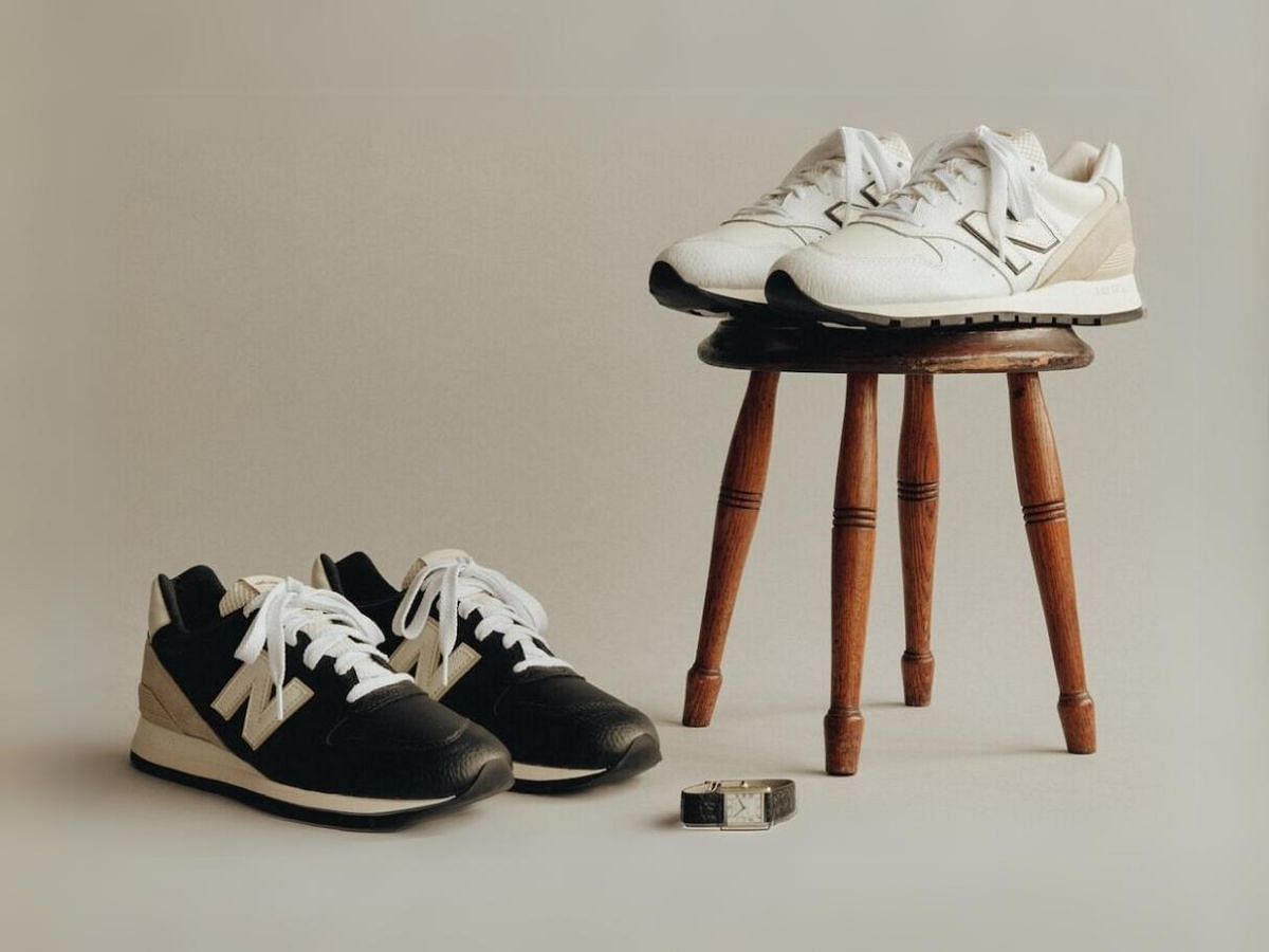 Aim&eacute; Leon Dore x New Balance 996 &quot;White&quot; sneakers (Image via SBD)