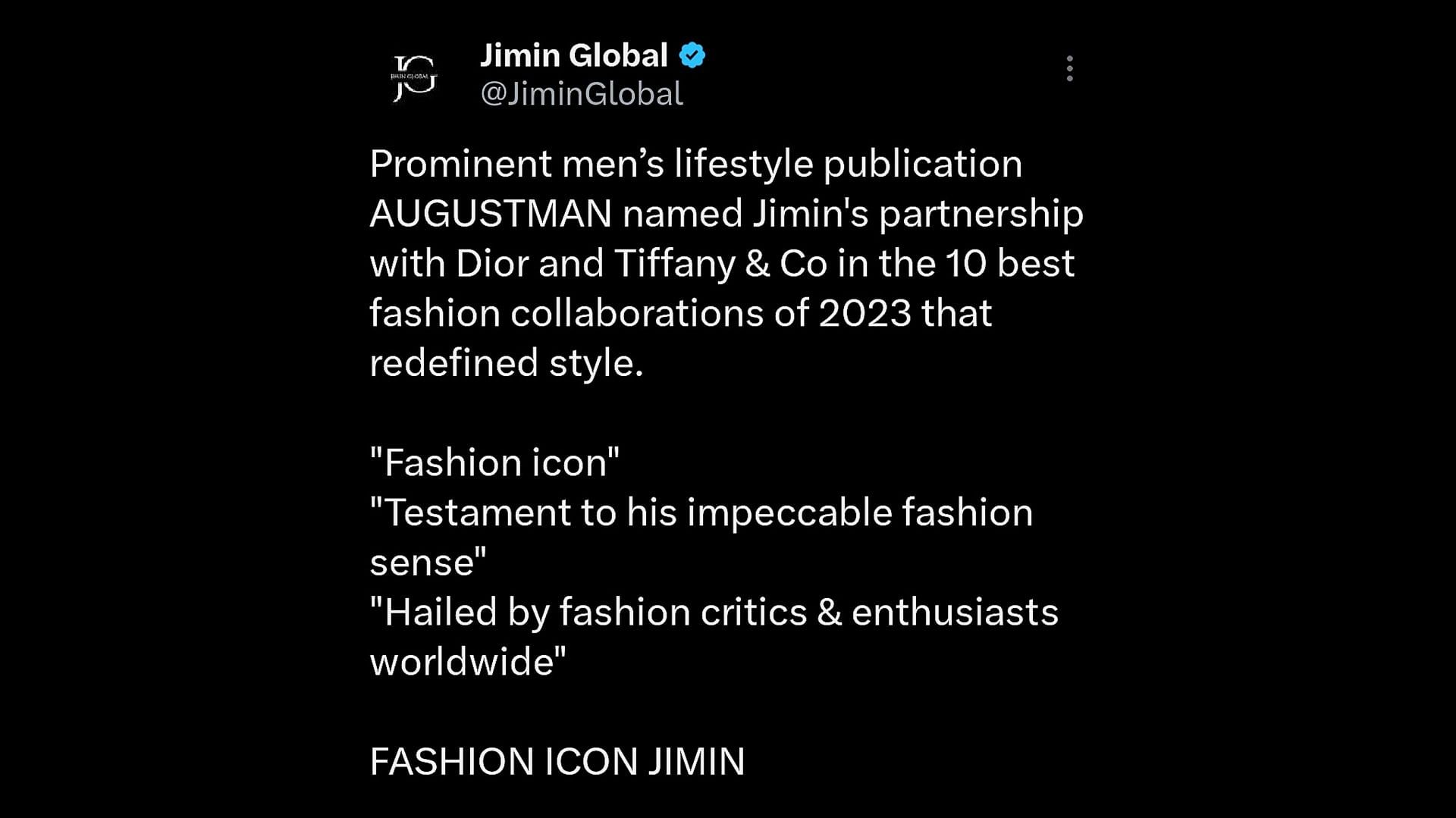 Fans react as Dior &amp; Tiffany &amp; Co ranks one of the 10 Best Fashion Collaborations Of 2023 That Redefined Style by AUGUSTMAN (Image via X)