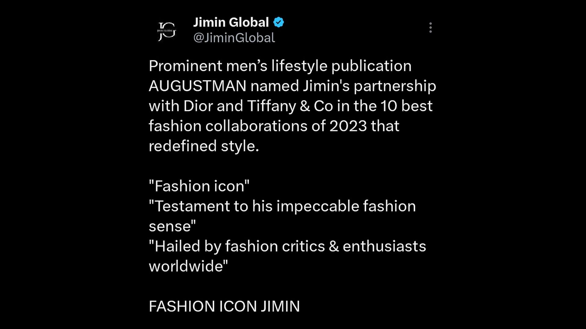 Followers react as Dior & Tiffany & Co ranks one of many ten Handiest Model Collaborations Of 2023 That Redefined Model by AUGUSTMAN (Image by X)