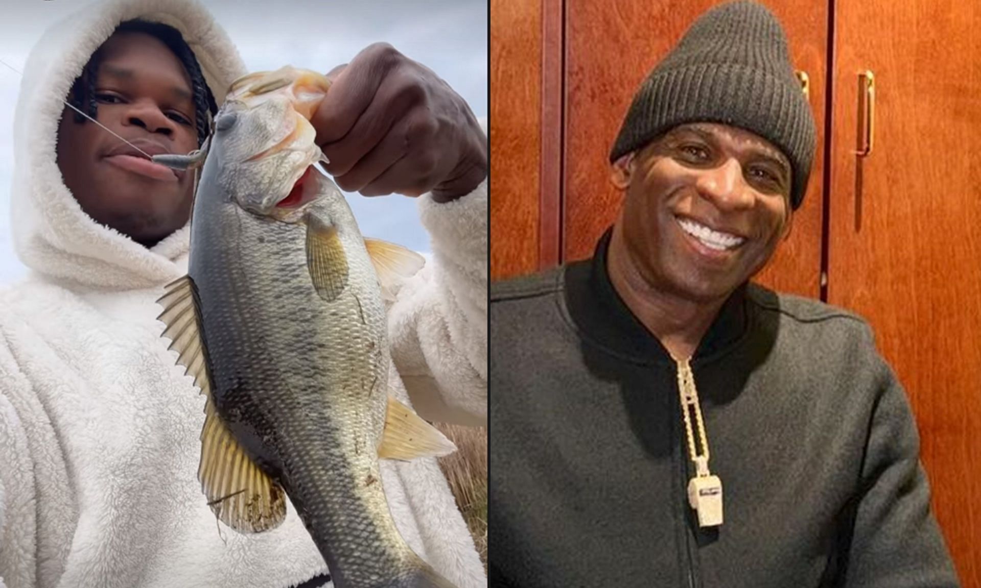 Travis Hunter Caught A Beauty Largemouth Bass On Deion Sanders' Private  Pond