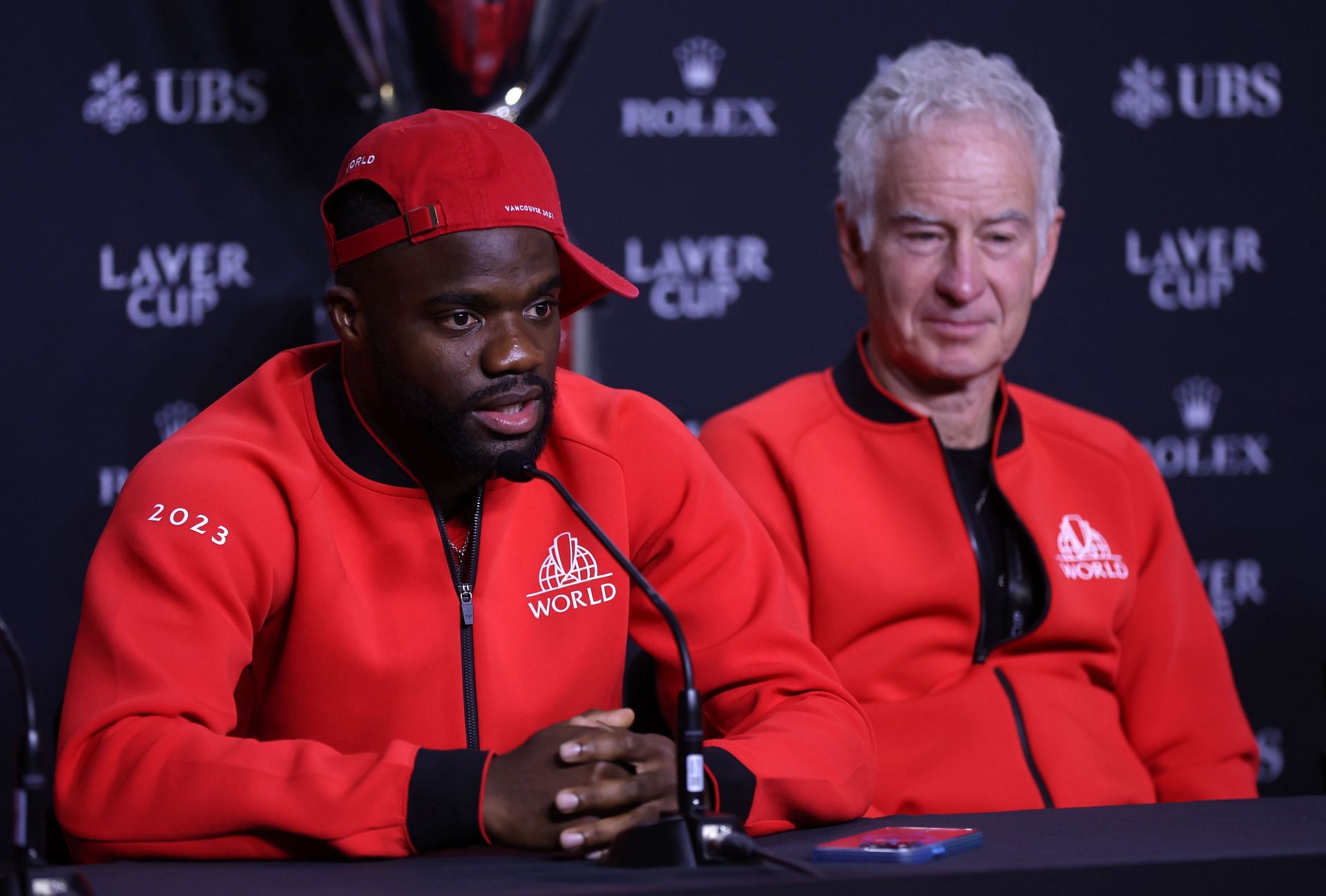 John McEnroe and Frances Tiafoe after winning the Laver Cup