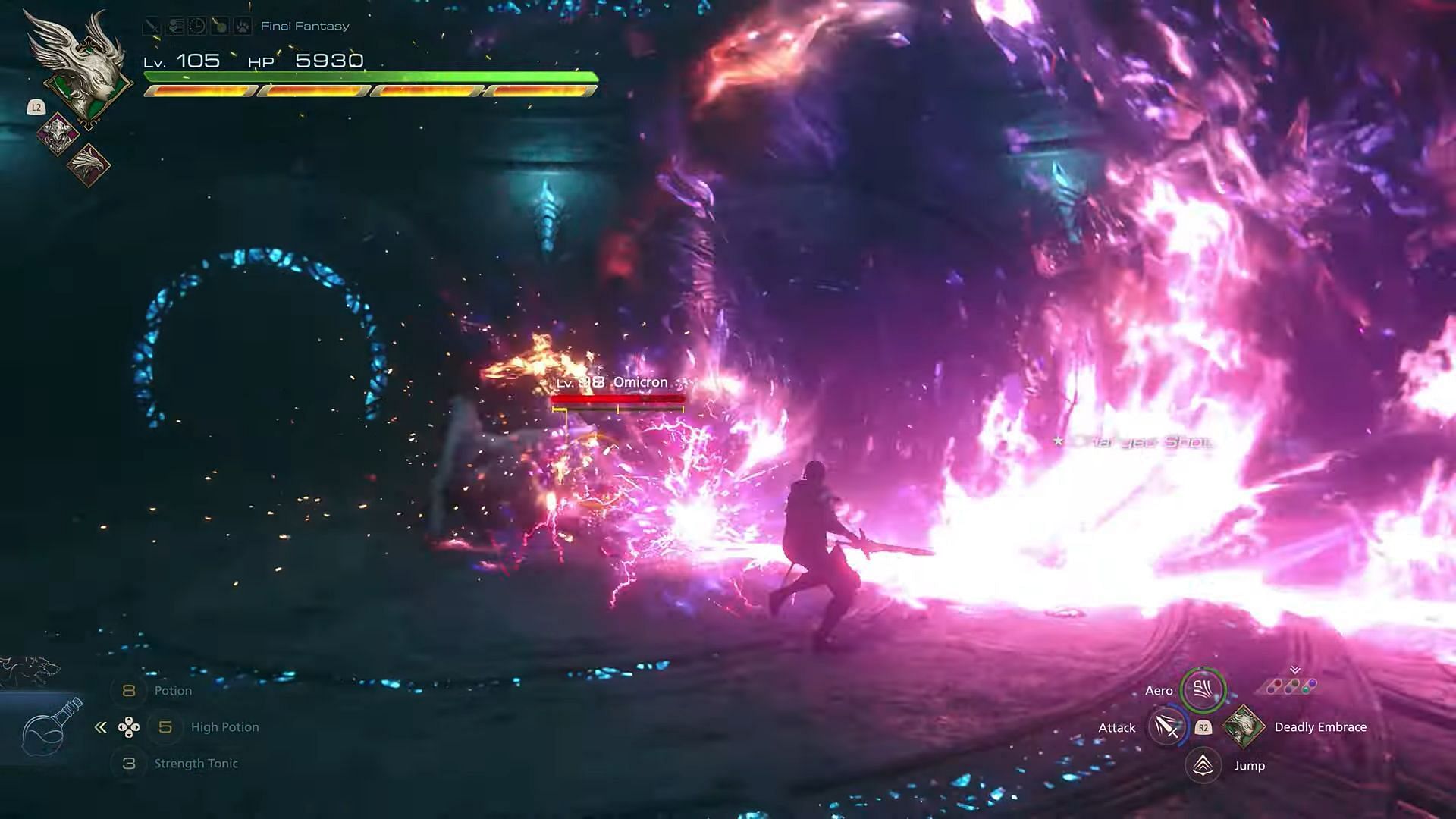 Omicron uses a charged shot (Image via Square Enix)