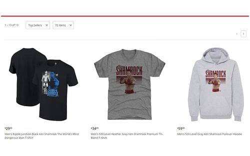 Ken Shamrock merchandise on WWE Shop [Photo credit: shop.wwe.com]