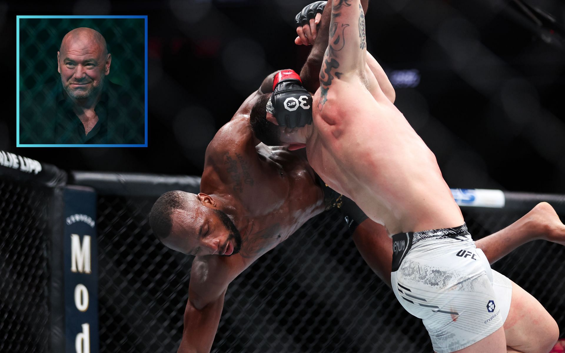 Leon Edwards vs. Colby Covington; Dana White (inset) [Image credits: Getty Images]