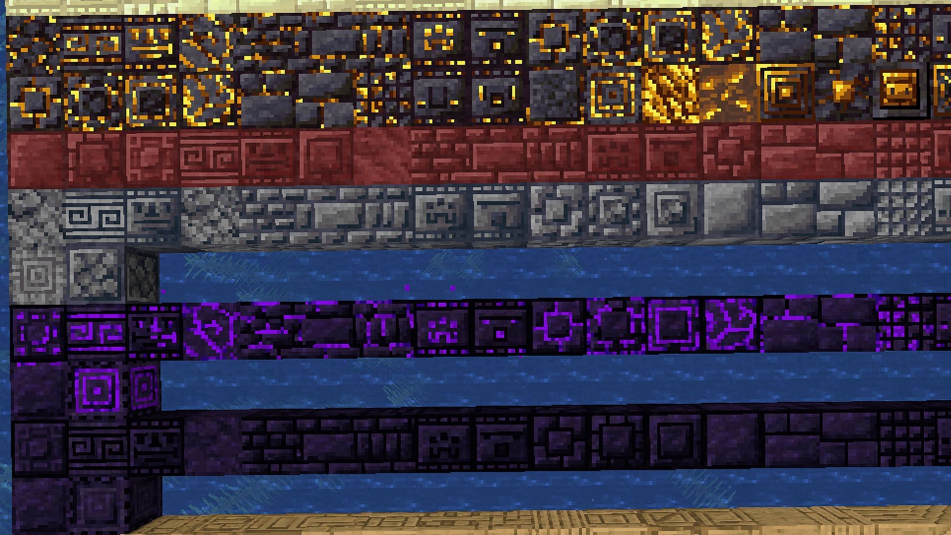 Nouvelles variantes de blocs Minecraft introduites dans le mod Chipped.  (Image via Terrariumearth/CurseForge)